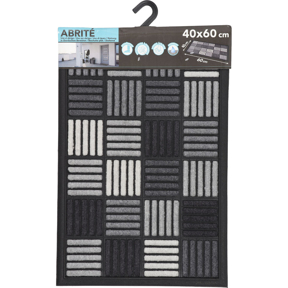 Preș Intrare Exterior Adăpostit Caroll 40X60CM Nailon/Cauciuc - Gri - Preș - Softambient