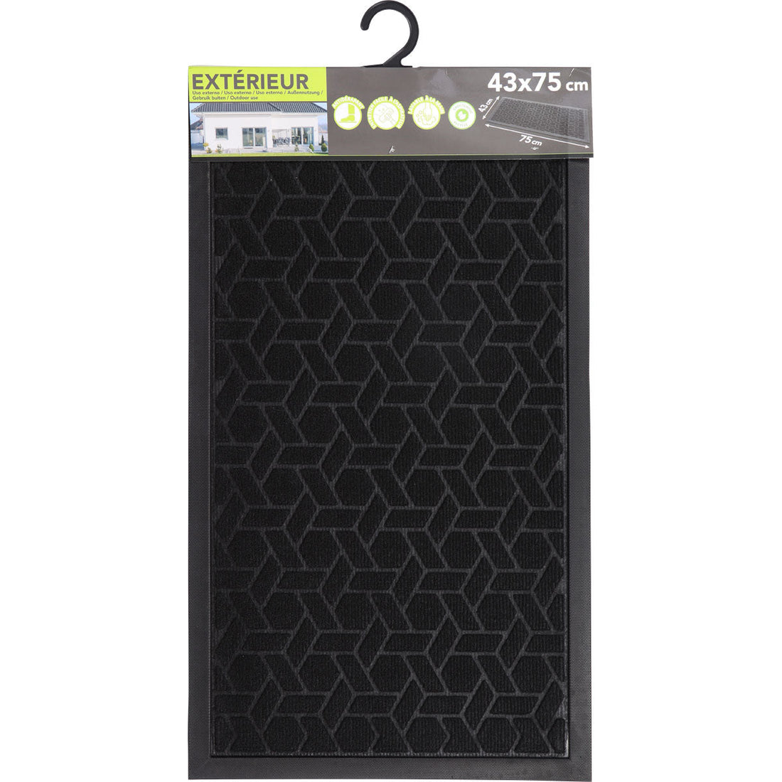 Preș Intrare Exterior Cubique 43X75CM Poliester/Cauciuc - Negru - Preș - Softambient